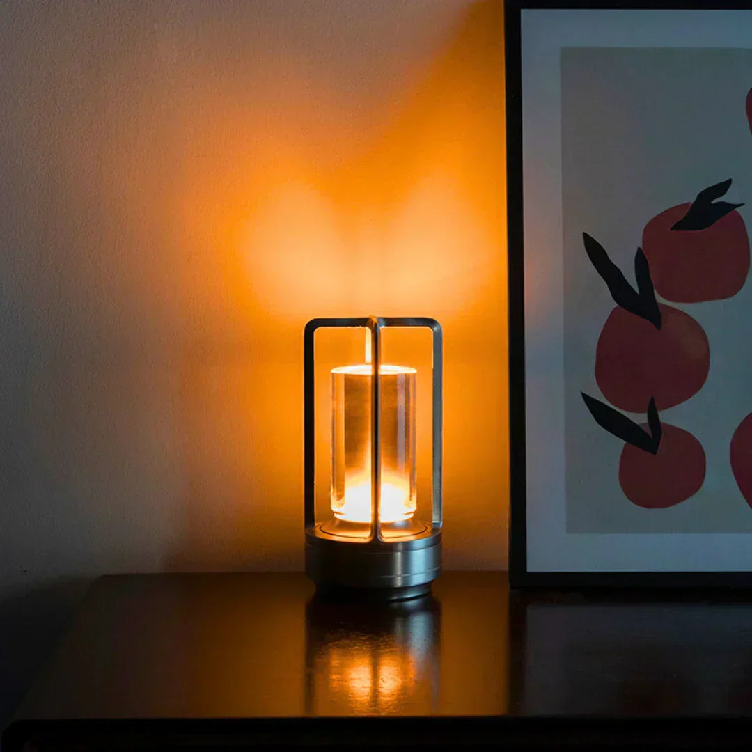 Cordless Bedside Lamp Rechargeable USB Touch Control Crystal Glass 3 Brightness Dimmable Warm Glow for Nightstand Reading Living Room Office
