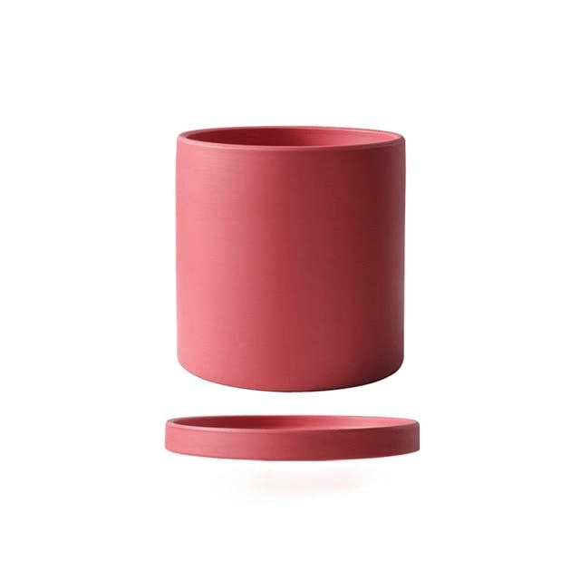 Maceta de cerámica atemporal Verdanta con plato a juego — forma minimalista