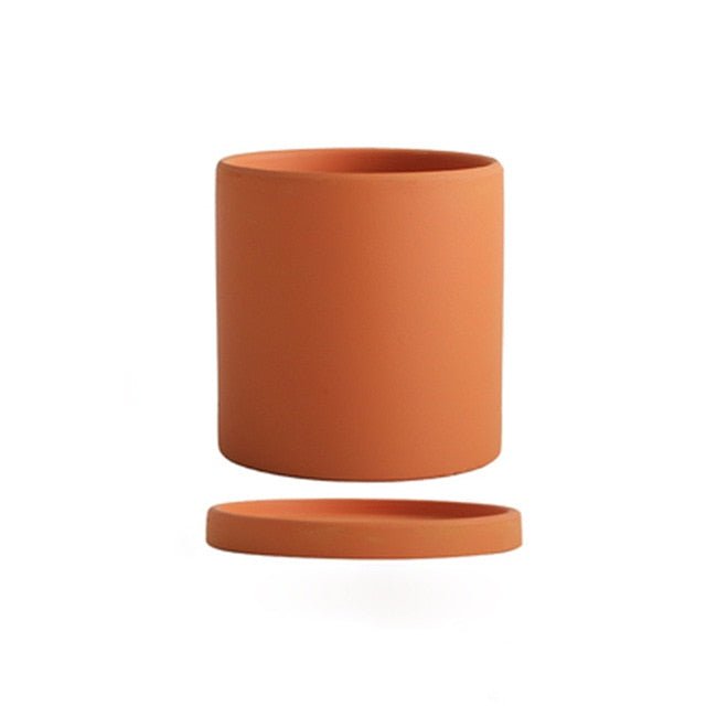 Maceta de cerámica atemporal Verdanta con plato a juego — forma minimalista