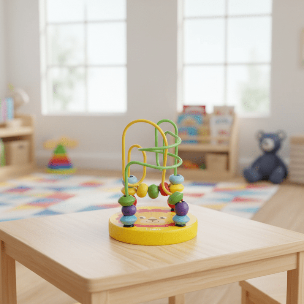 Tiny Trails kompaktowa drewniana kolejka z koralikami — inspirowana metodą Montessori