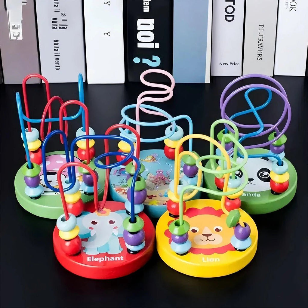 Tiny Trails kompaktowa drewniana kolejka z koralikami — inspirowana metodą Montessori