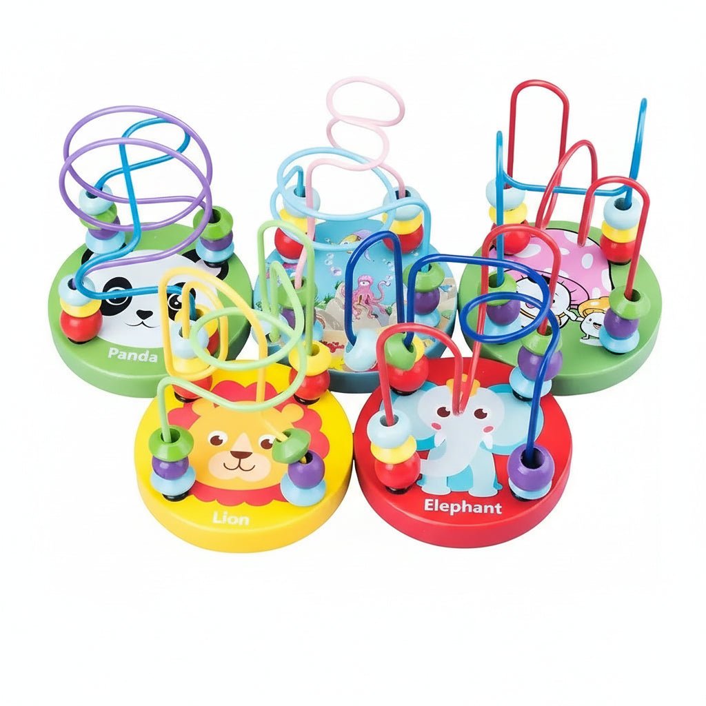 Tiny Trails kompaktowa drewniana kolejka z koralikami — inspirowana metodą Montessori