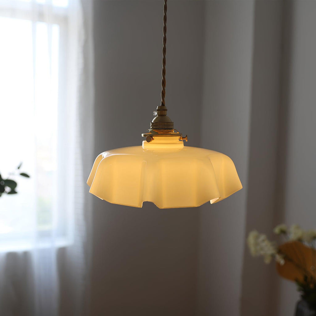 Textured Dome Pendant Light — Adjustable Height, White, Beige, Pink & Blue