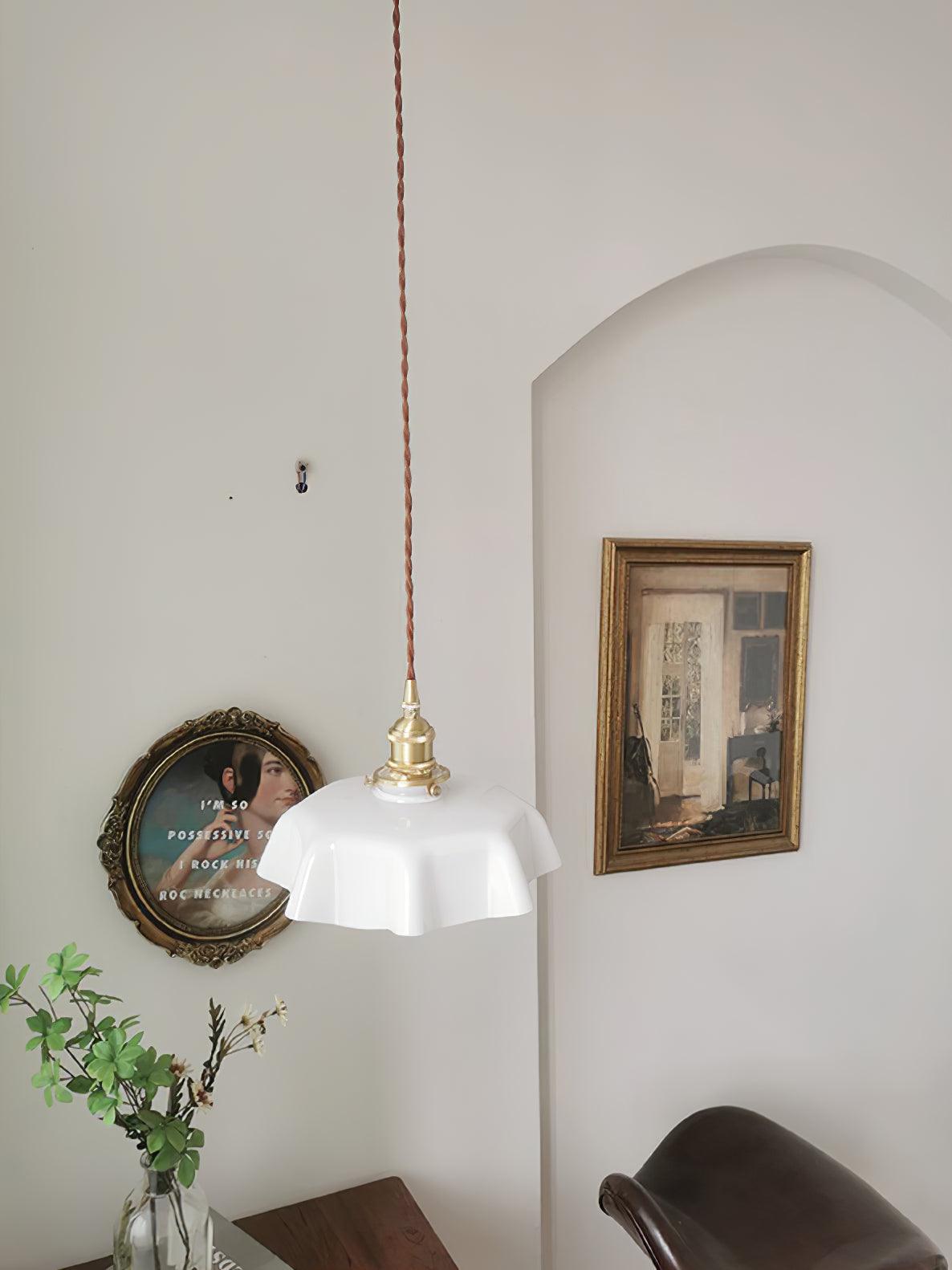 Textured Dome Pendant Light — Adjustable Height, White, Beige, Pink & Blue