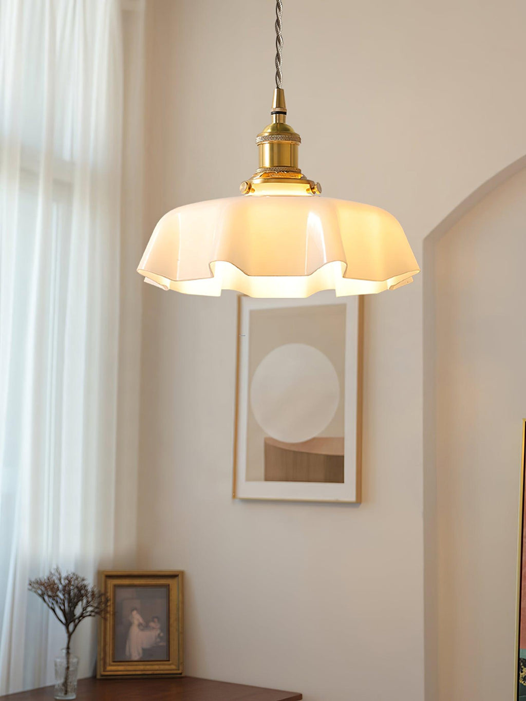 Textured Dome Pendant Light — Adjustable Height, White, Beige, Pink & Blue