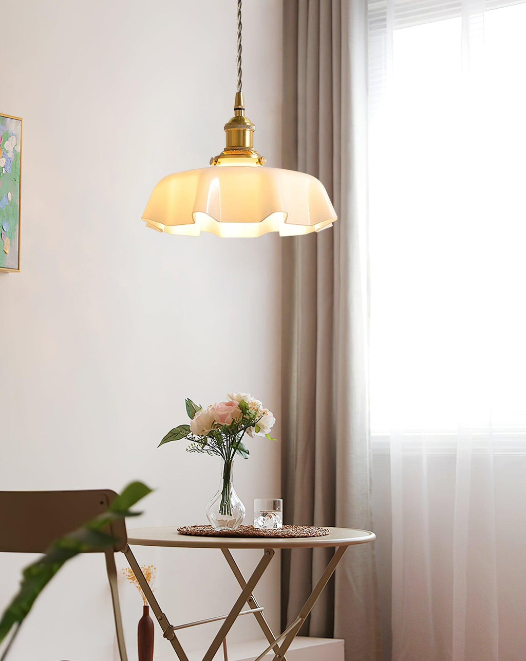 Textured Dome Pendant Light — Adjustable Height, White, Beige, Pink & Blue