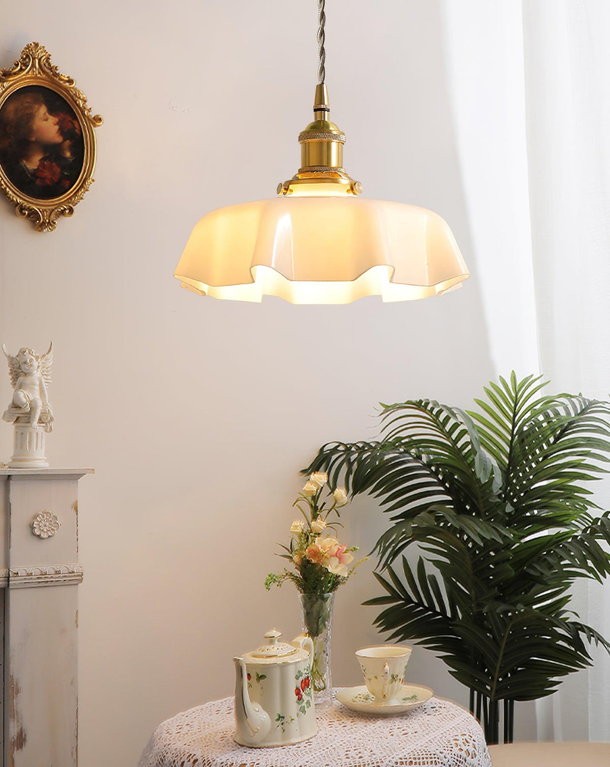 Textured Dome Pendant Light — Adjustable Height, White, Beige, Pink & Blue