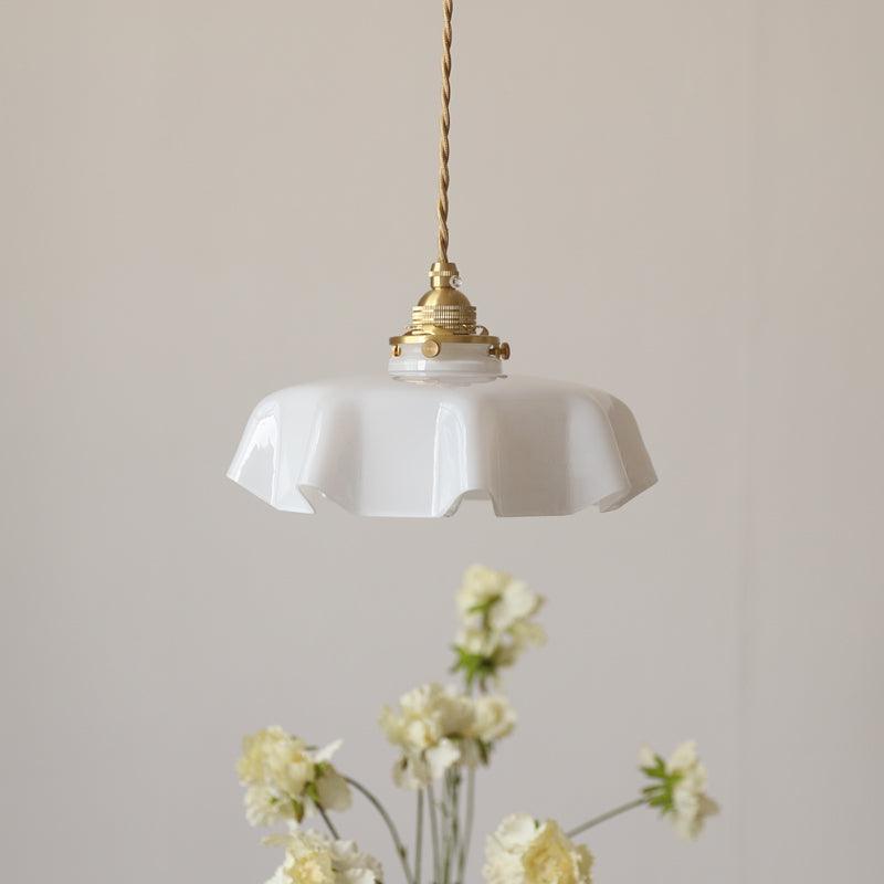 Textured Dome Pendant Light — Adjustable Height, White, Beige, Pink & Blue