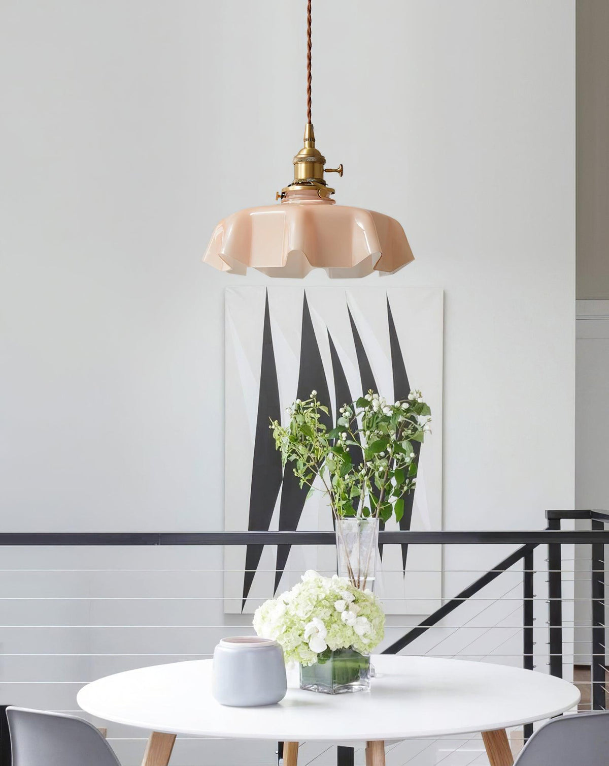 Textured Dome Pendant Light — Adjustable Height, White, Beige, Pink & Blue