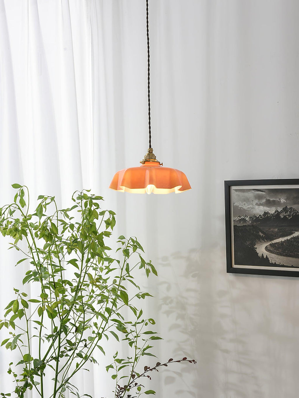 Textured Dome Pendant Light — Adjustable Height, White, Beige, Pink & Blue