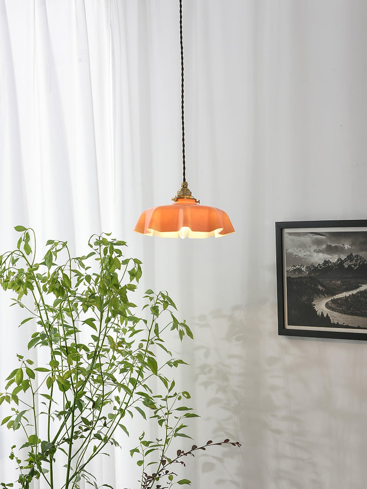 Textured Dome Pendant Light — Adjustable Height, White, Beige, Pink & Blue