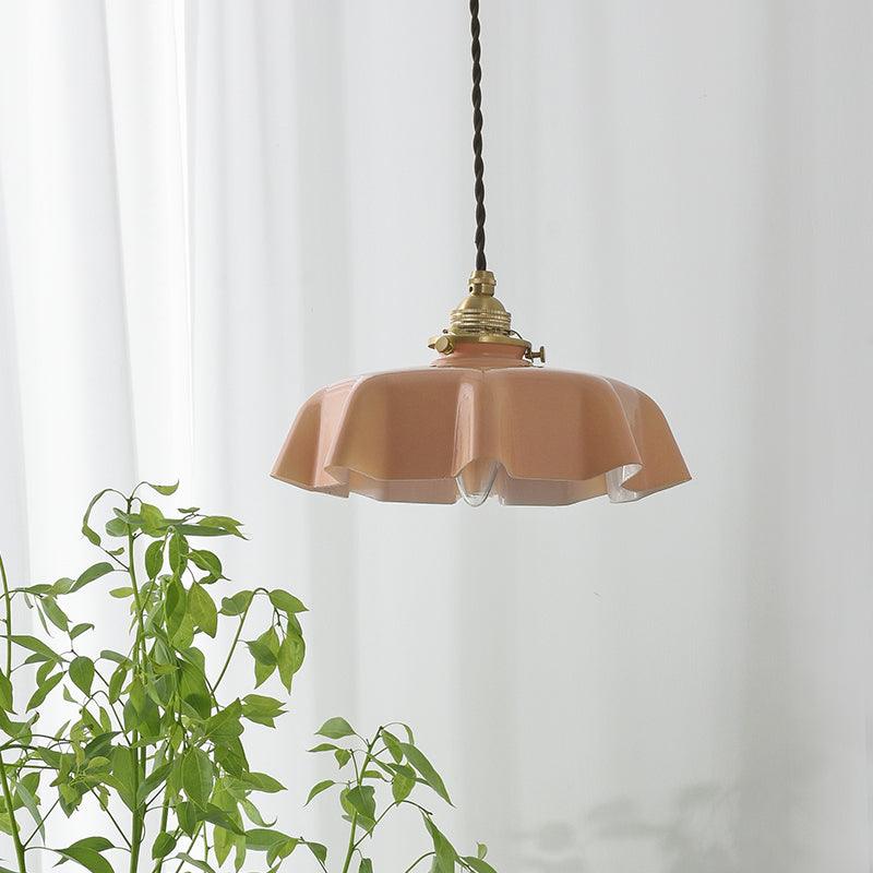 Textured Dome Pendant Light — Adjustable Height, White, Beige, Pink & Blue