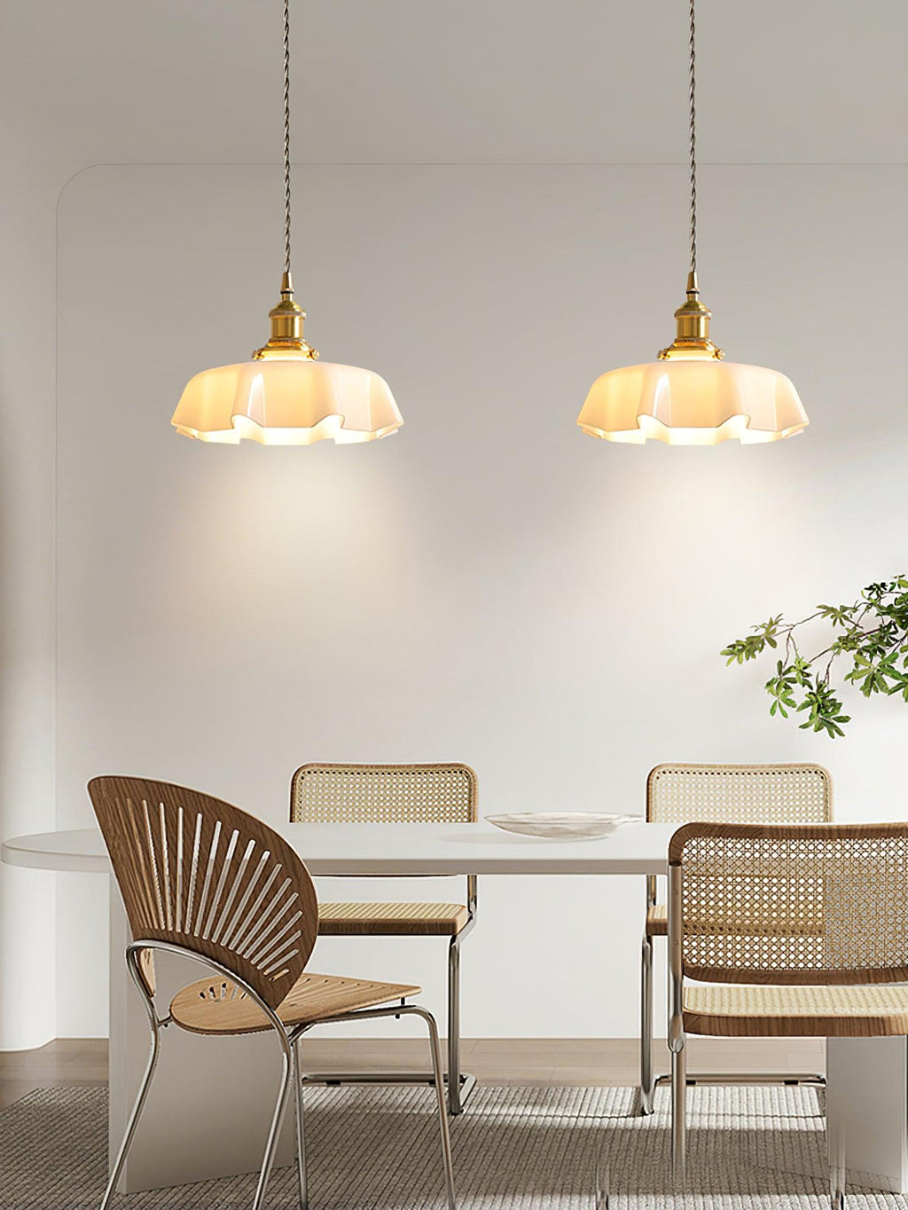 Textured Dome Pendant Light — Adjustable Height, White, Beige, Pink & Blue