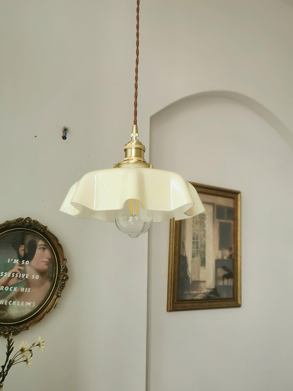 Textured Dome Pendant Light — Adjustable Height, White, Beige, Pink & Blue