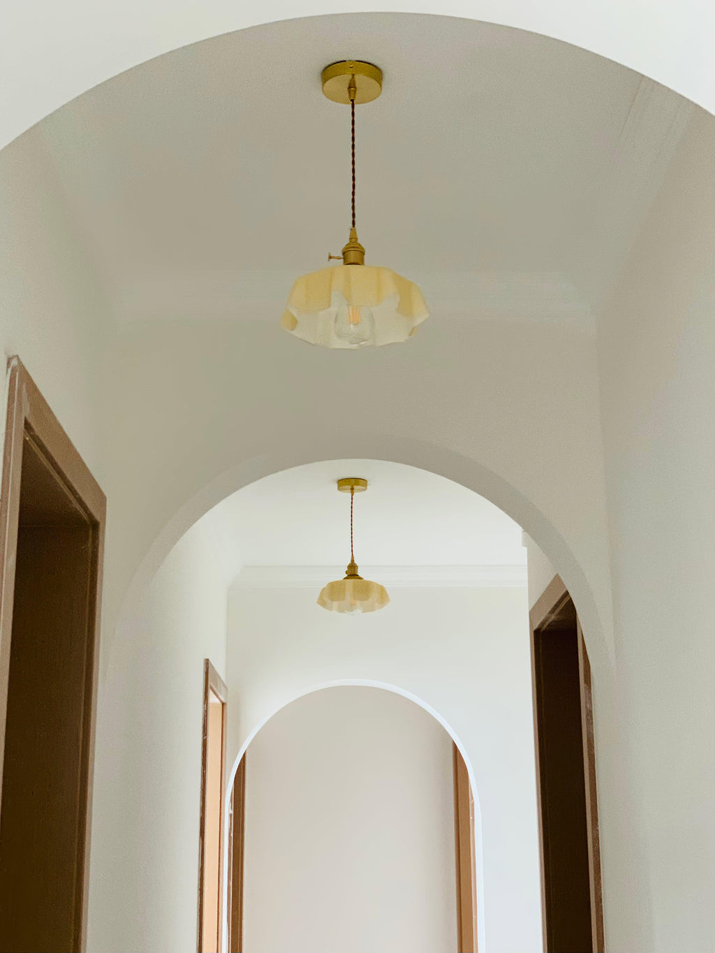 Textured Dome Pendant Light — Adjustable Height, White, Beige, Pink & Blue