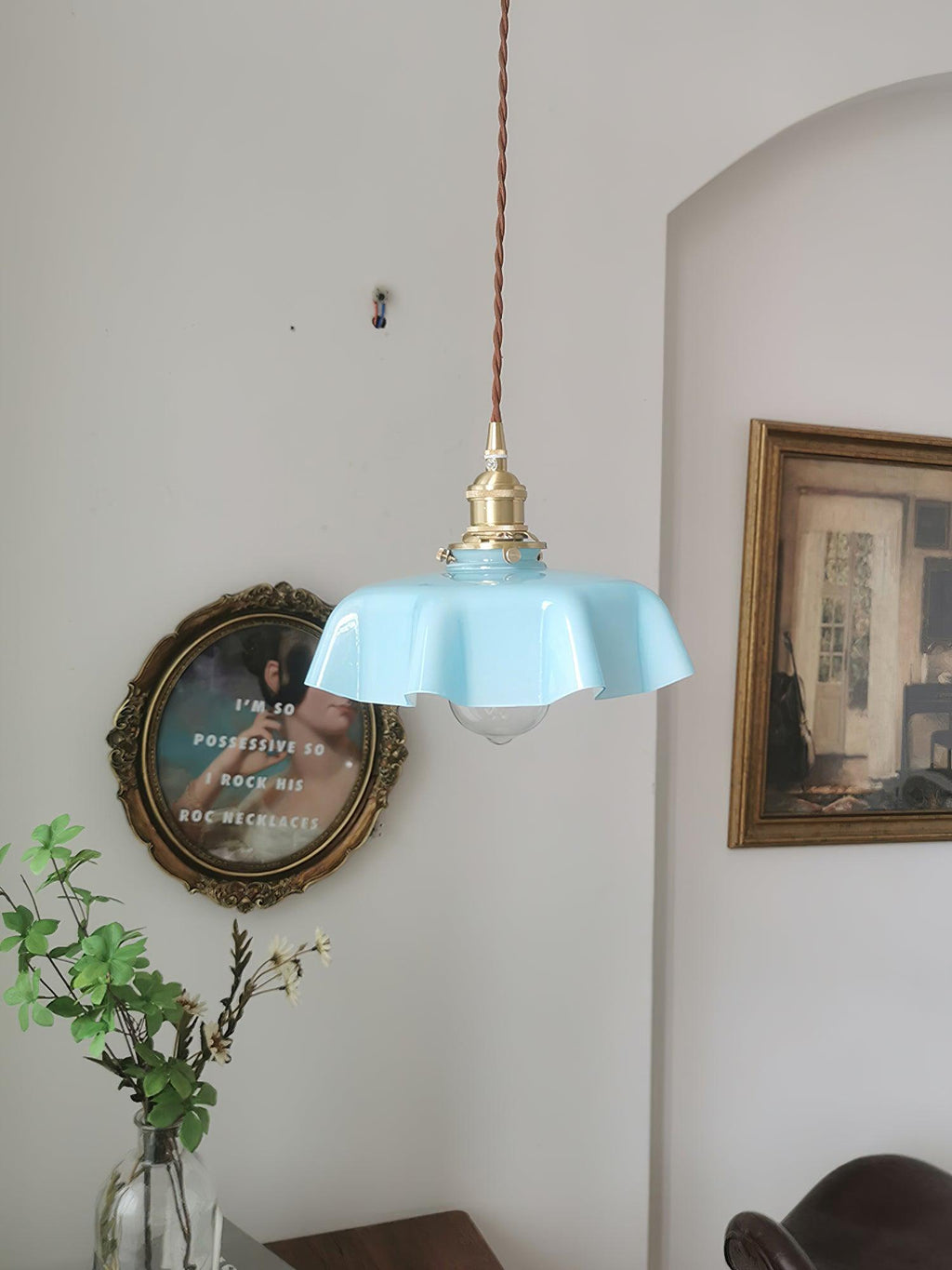 Textured Dome Pendant Light — Adjustable Height, White, Beige, Pink & Blue