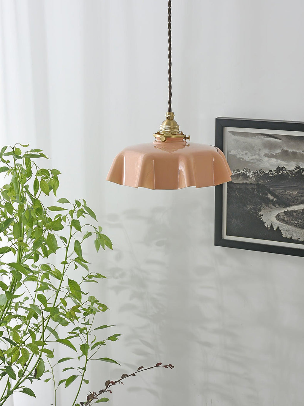 Textured Dome Pendant Light — Adjustable Height, White, Beige, Pink & Blue