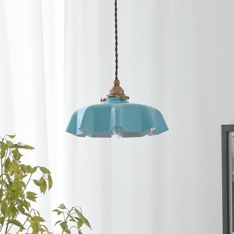 Textured Dome Pendant Light — Adjustable Height, White, Beige, Pink & Blue