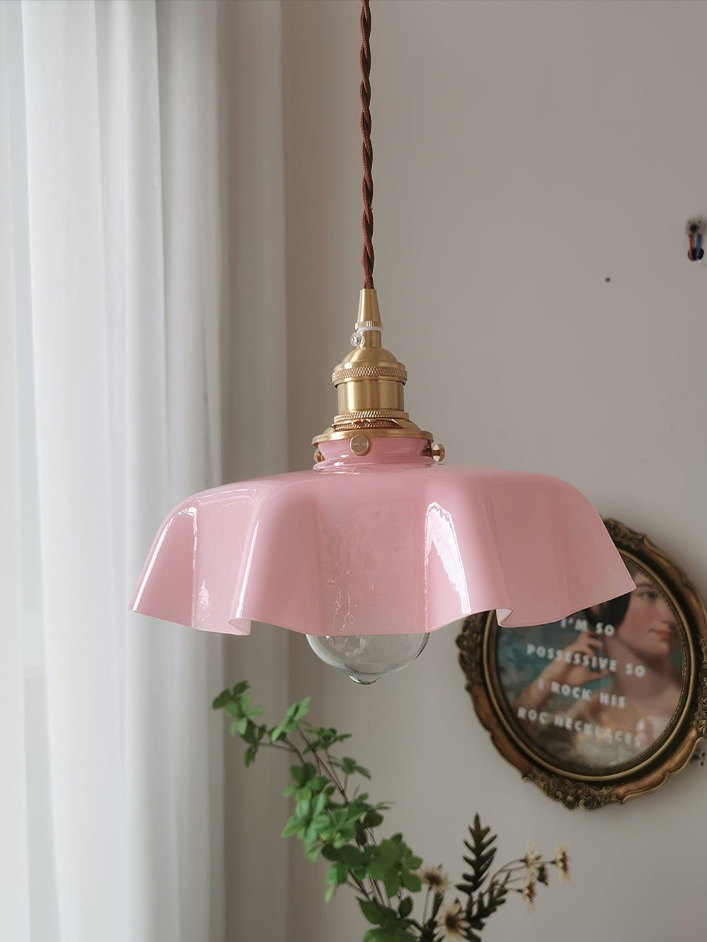 Textured Dome Pendant Light — Adjustable Height, White, Beige, Pink & Blue