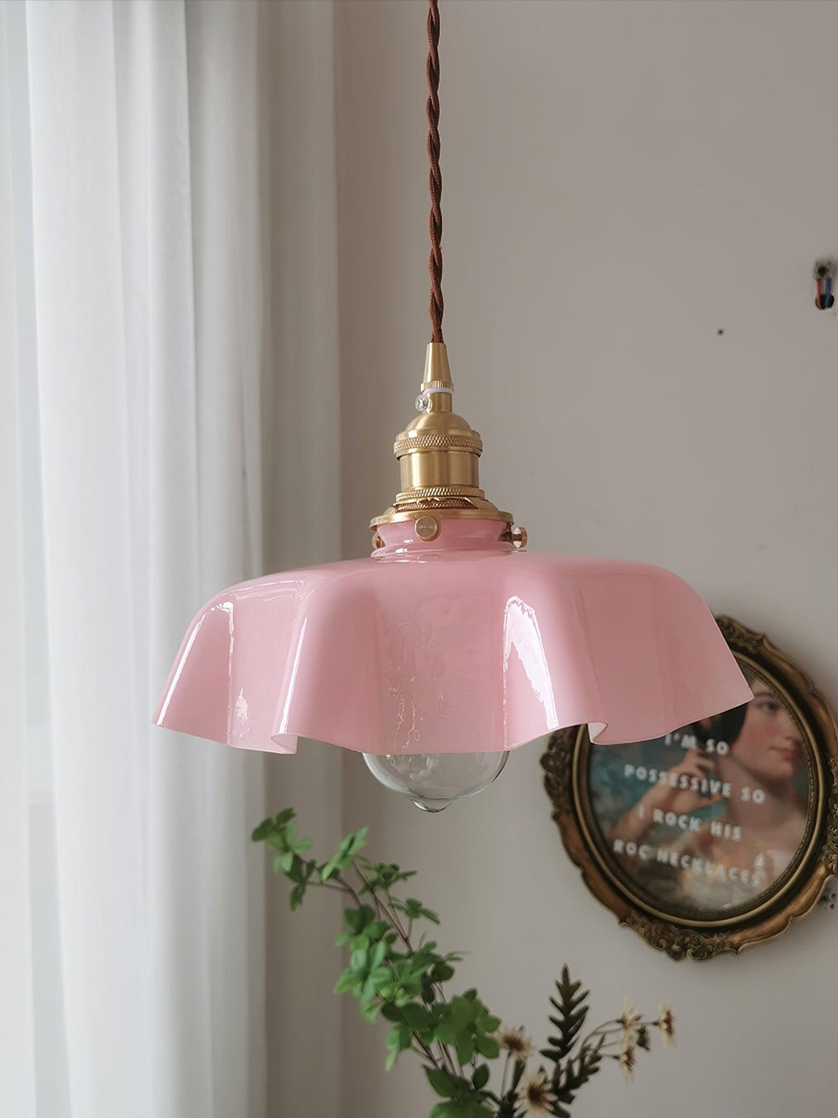 Textured Dome Pendant Light — Adjustable Height, White, Beige, Pink & Blue