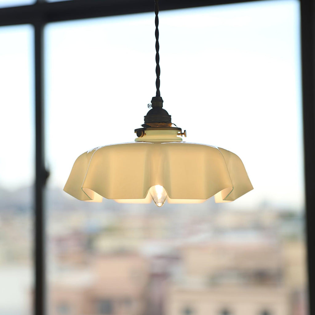 Textured Dome Pendant Light — Adjustable Height, White, Beige, Pink & Blue