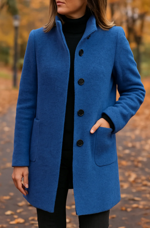 Manteau Slim à Longueur hanches revers