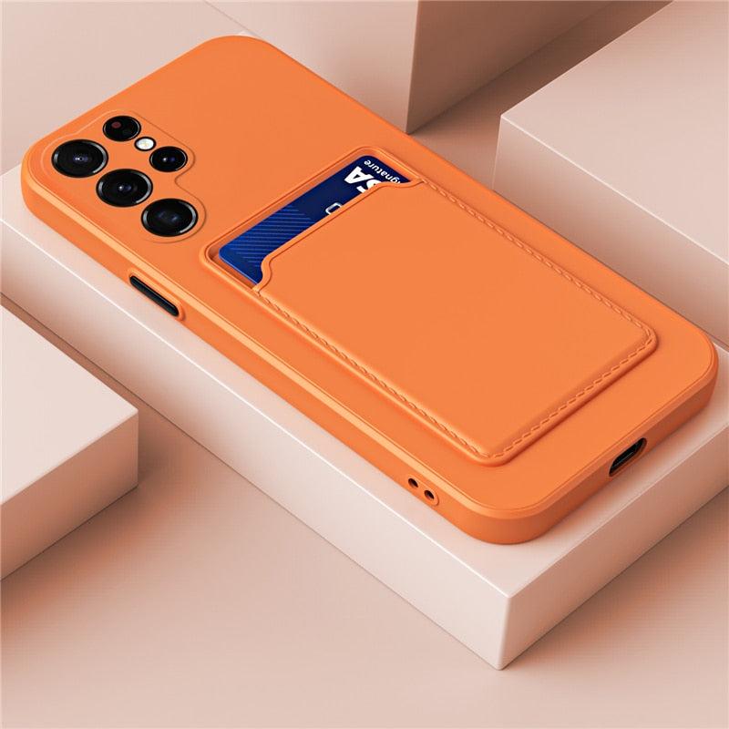 Funda de silicona para Samsung Galaxy — resistente a golpes, antihuellas, 2 tarjetas