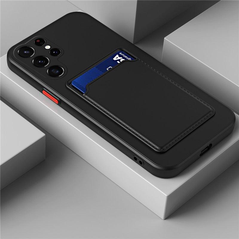 Funda de silicona para Samsung Galaxy — resistente a golpes, antihuellas, 2 tarjetas
