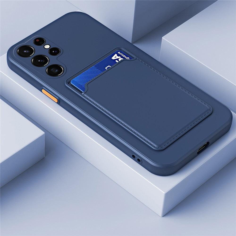 Funda de silicona para Samsung Galaxy — resistente a golpes, antihuellas, 2 tarjetas