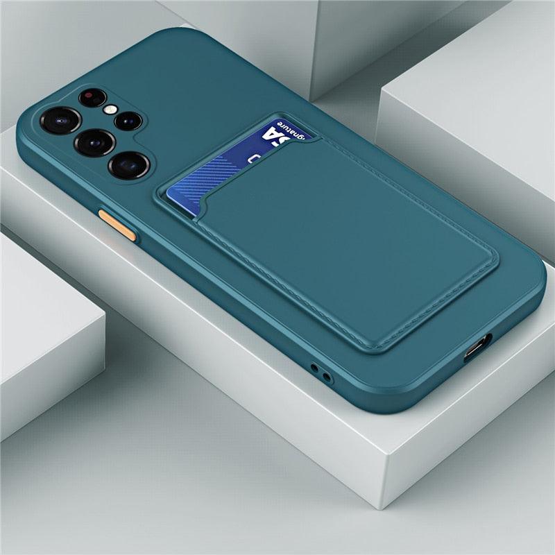 Funda de silicona para Samsung Galaxy — resistente a golpes, antihuellas, 2 tarjetas