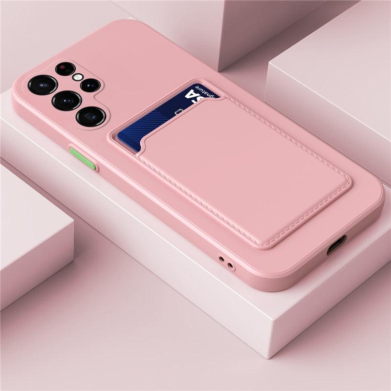 Funda de silicona para Samsung Galaxy — resistente a golpes, antihuellas, 2 tarjetas