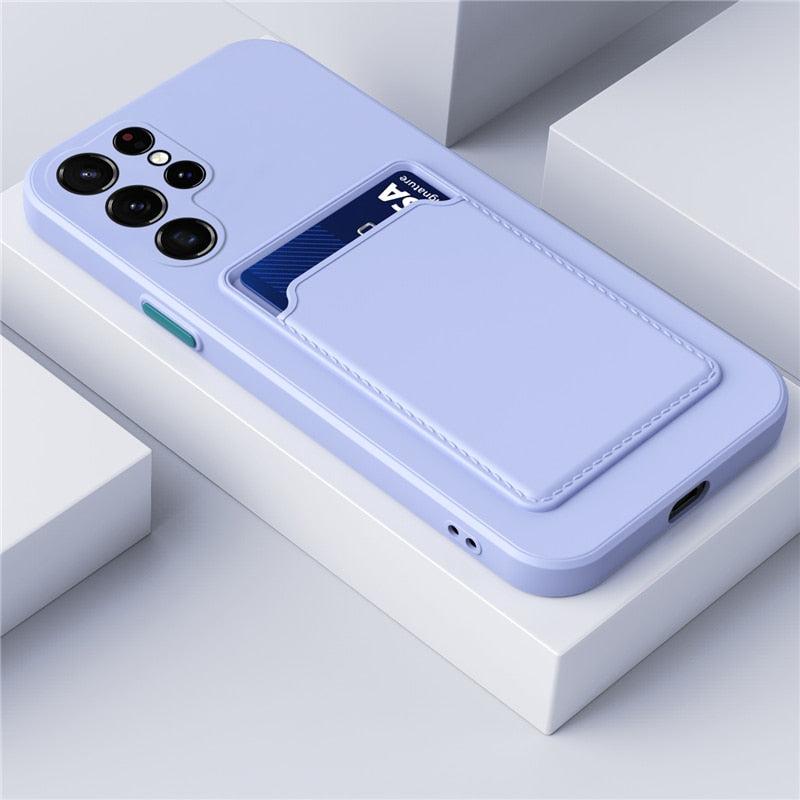 Funda de silicona para Samsung Galaxy — resistente a golpes, antihuellas, 2 tarjetas