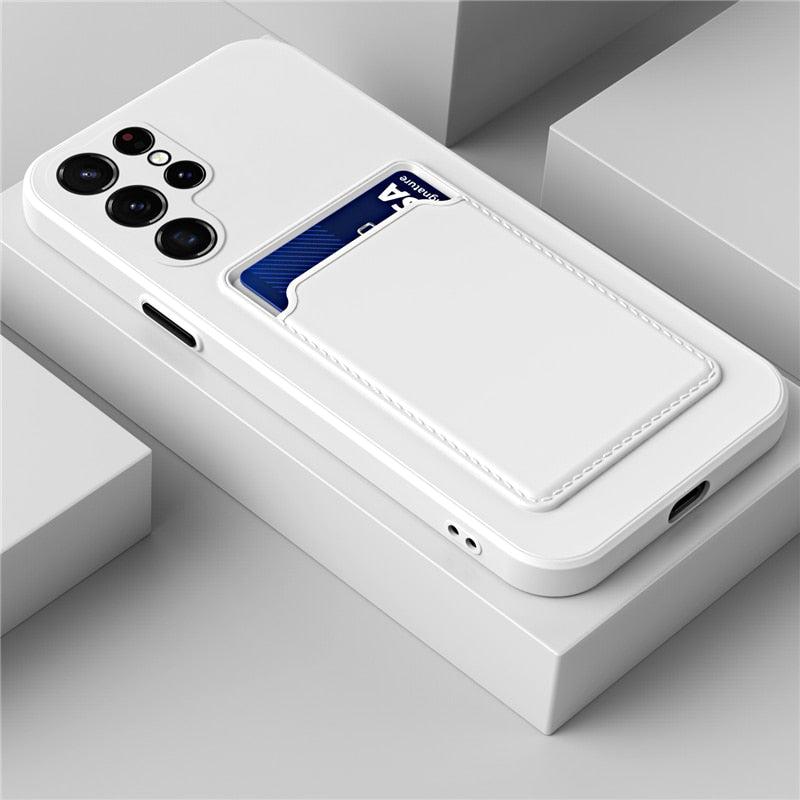 Funda de silicona para Samsung Galaxy — resistente a golpes, antihuellas, 2 tarjetas