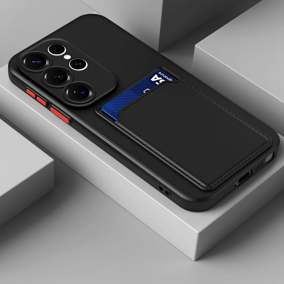 Funda de silicona para Samsung Galaxy — resistente a golpes, antihuellas, 2 tarjetas