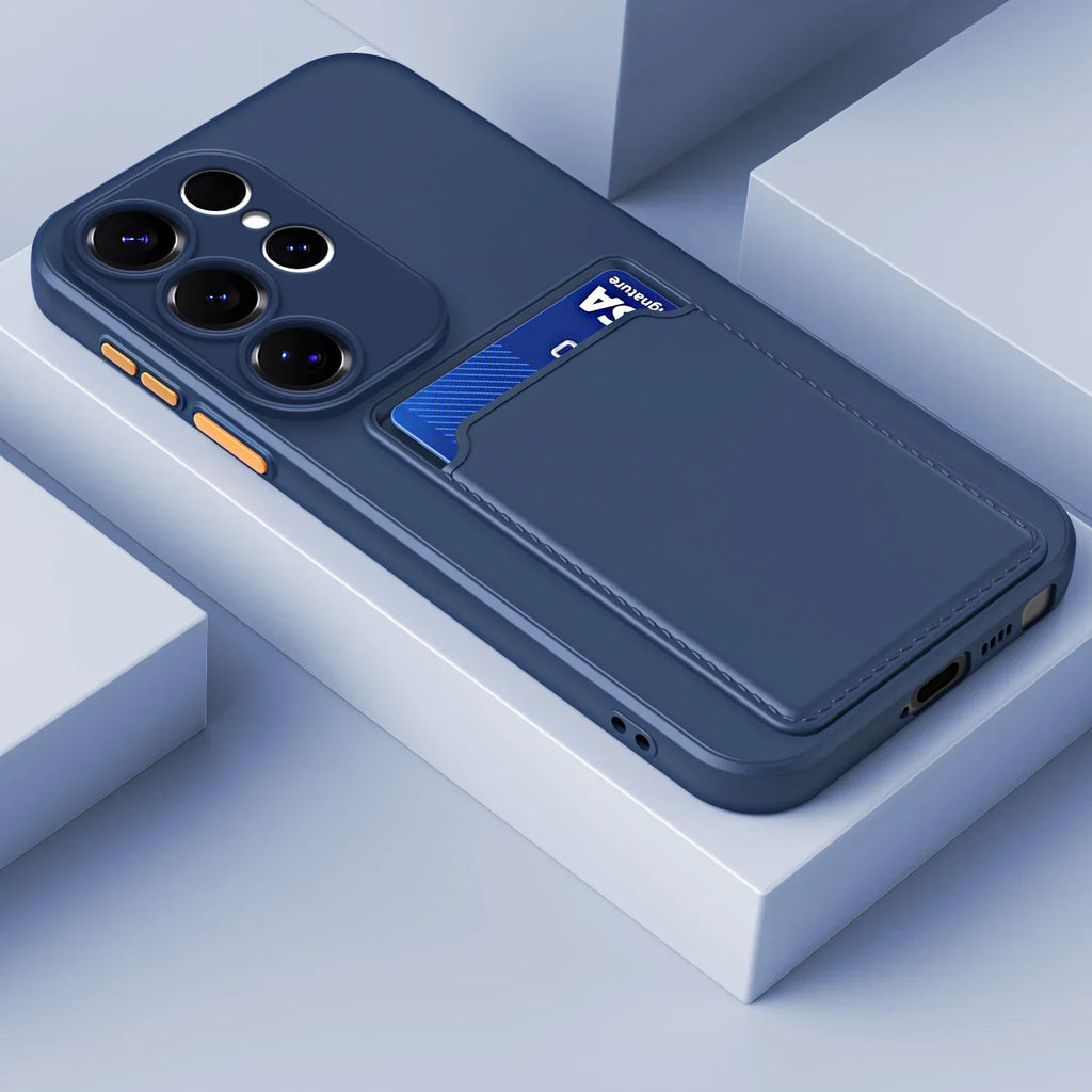 Funda de silicona para Samsung Galaxy — resistente a golpes, antihuellas, 2 tarjetas