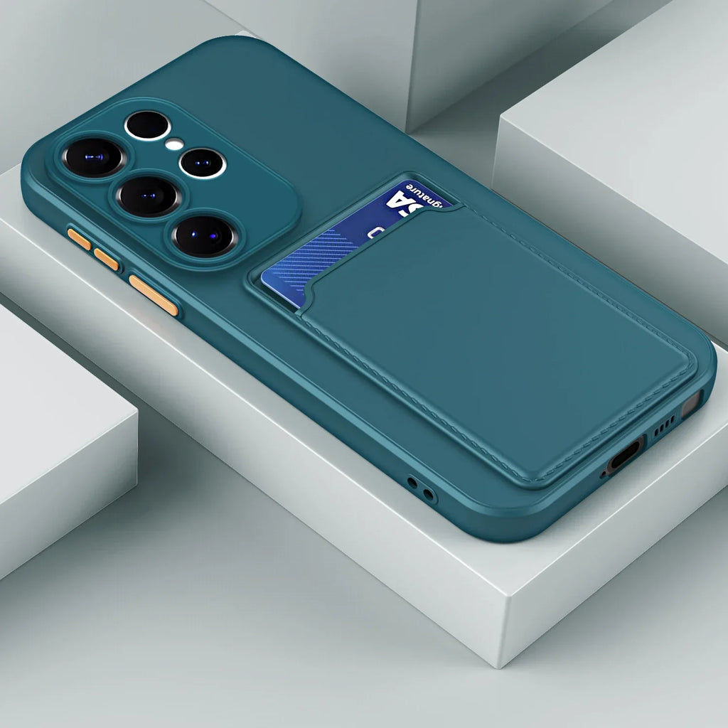 Funda de silicona para Samsung Galaxy — resistente a golpes, antihuellas, 2 tarjetas