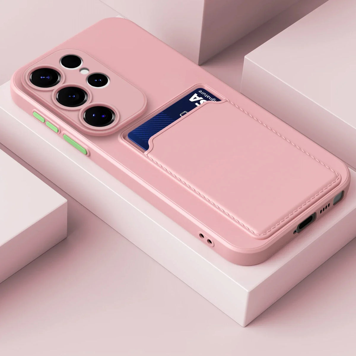 Funda de silicona para Samsung Galaxy — resistente a golpes, antihuellas, 2 tarjetas