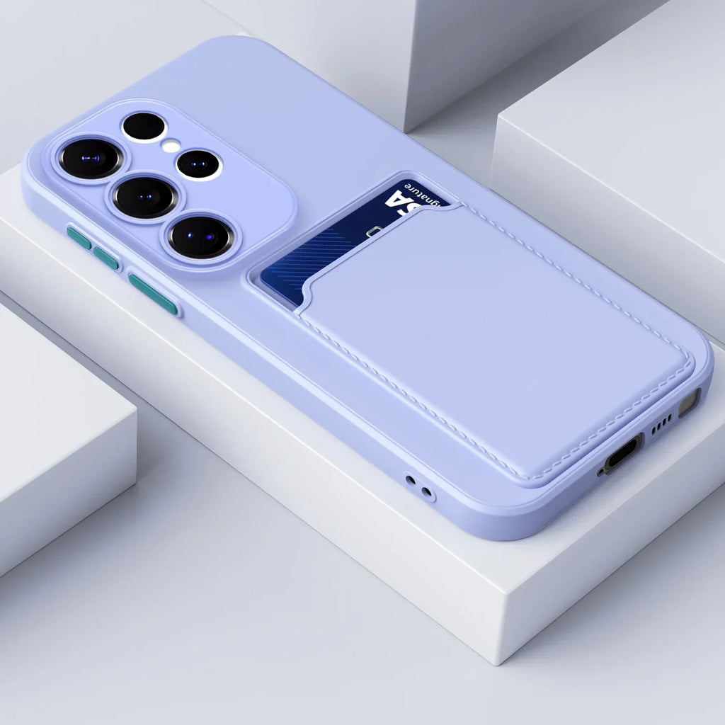 Funda de silicona para Samsung Galaxy — resistente a golpes, antihuellas, 2 tarjetas