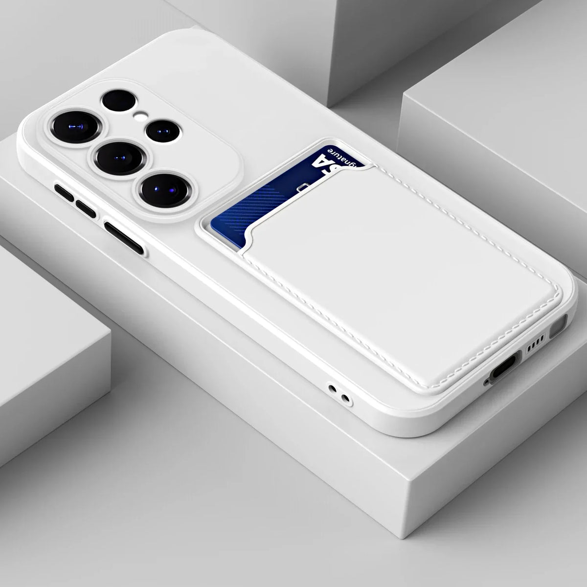 Funda de silicona para Samsung Galaxy — resistente a golpes, antihuellas, 2 tarjetas