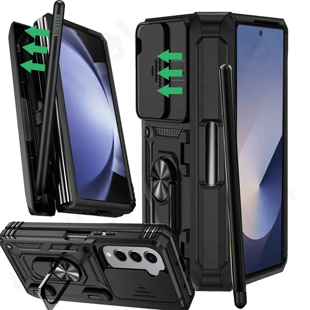Skyddsfodral till Samsung Galaxy Z Fold 7/6/5 - kameraskydd och ringställ
