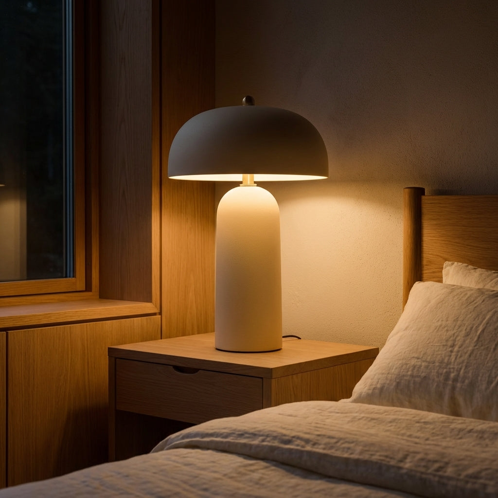 Lámpara de escritorio LED minimalista LumenVale — Pantalla redondeada suave, luz cálida