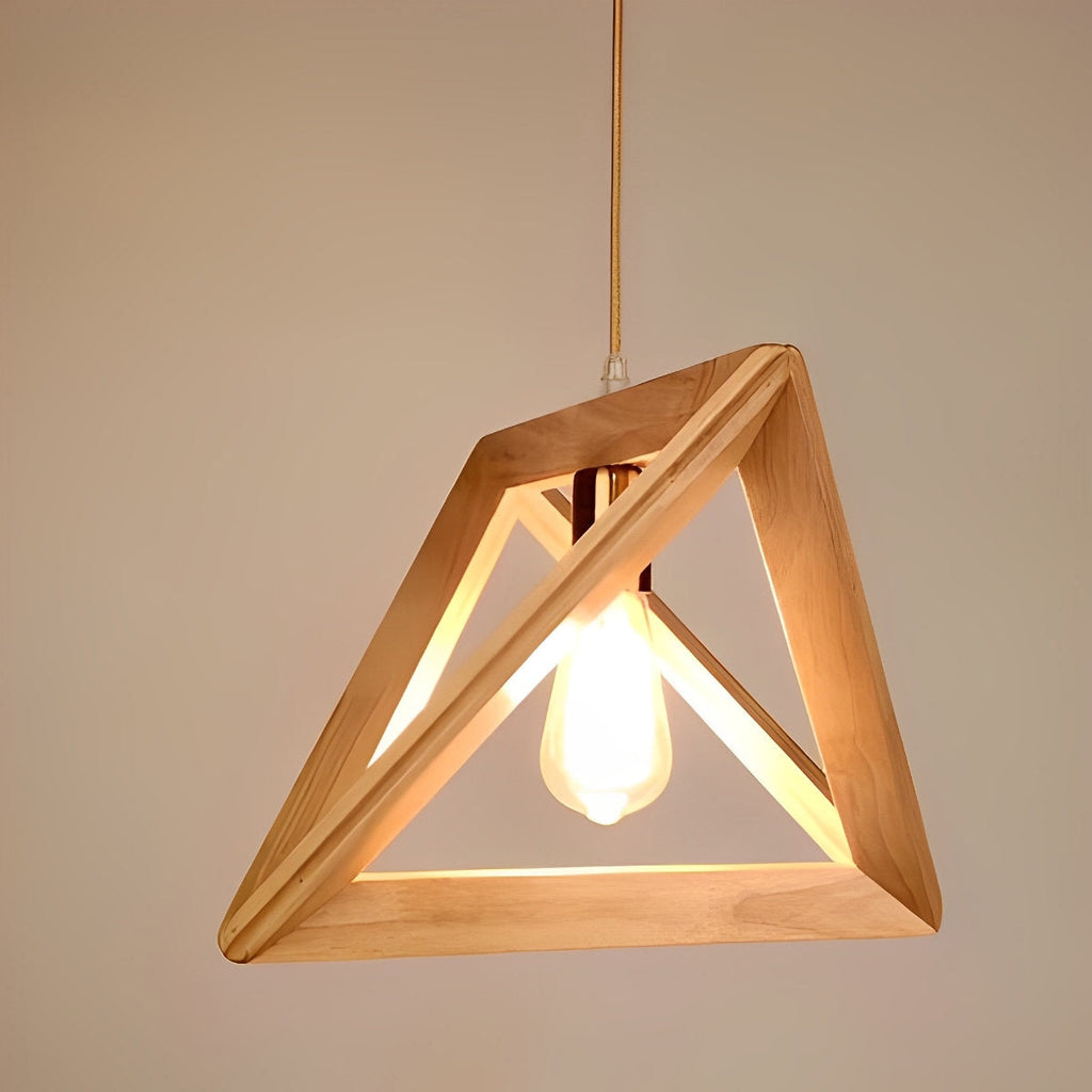 Chandelier Wood Frame Geometric E27 Adjustable Hanging Light, Adjustable Modern Design | Euroselle