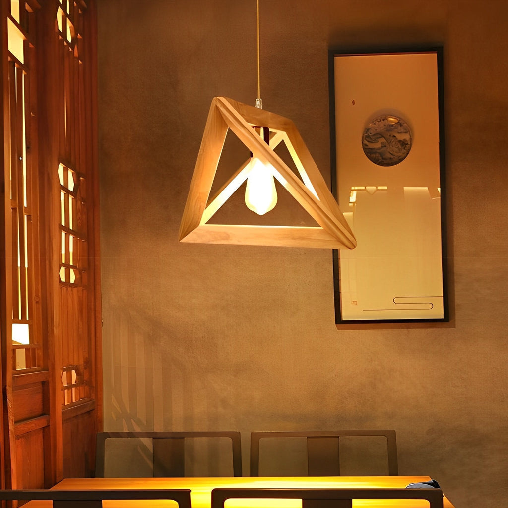 Chandelier Wood Frame Geometric E27 Adjustable Hanging Light, Adjustable Modern Design | Euroselle