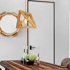 Chandelier Wood Frame Geometric E27 Adjustable Hanging Light, Adjustable Modern Design | Euroselle