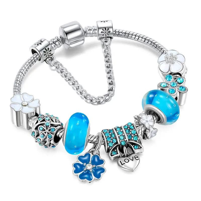 Sterling Silver Floral Bracelet Charm — Delicate Bloom Design