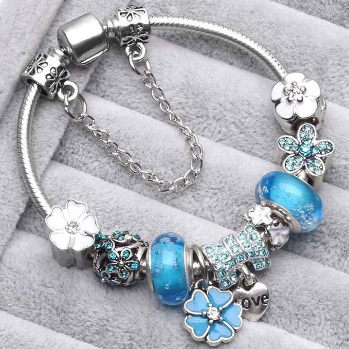 Sterling Silver Floral Bracelet Charm — Delicate Bloom Design