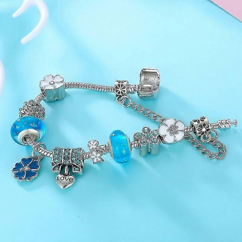 Sterling Silver Floral Bracelet Charm — Delicate Bloom Design