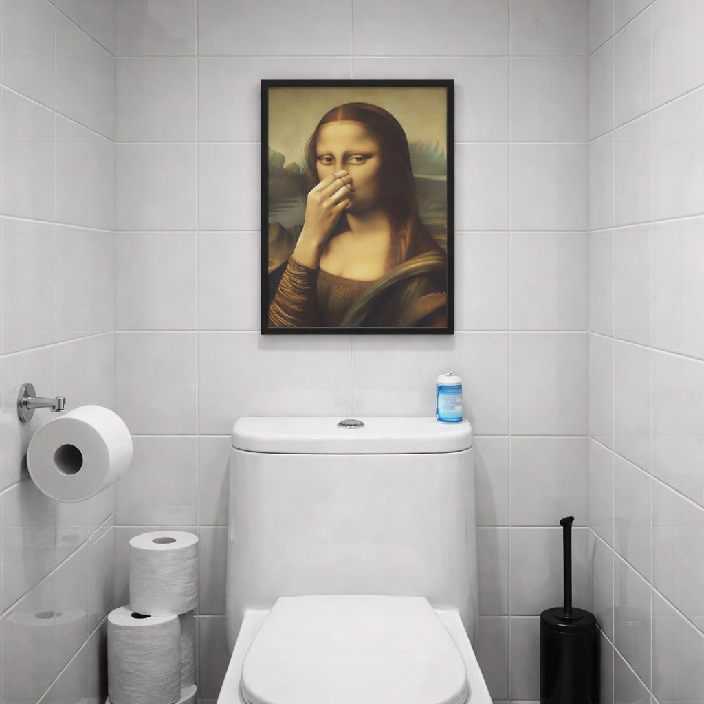 Lustige Badezimmerkunst im Renaissance-Stil — feuchtigkeitsbeständige Leinwand auf Keilrahmen