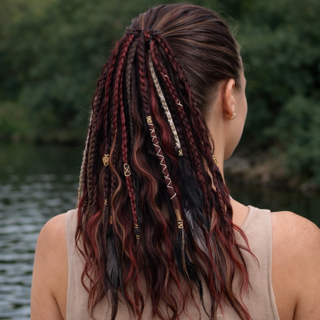 Boho-Haarverlängerung mit Perlen und Muscheln für den Pferdeschwanz – zum Umwickeln