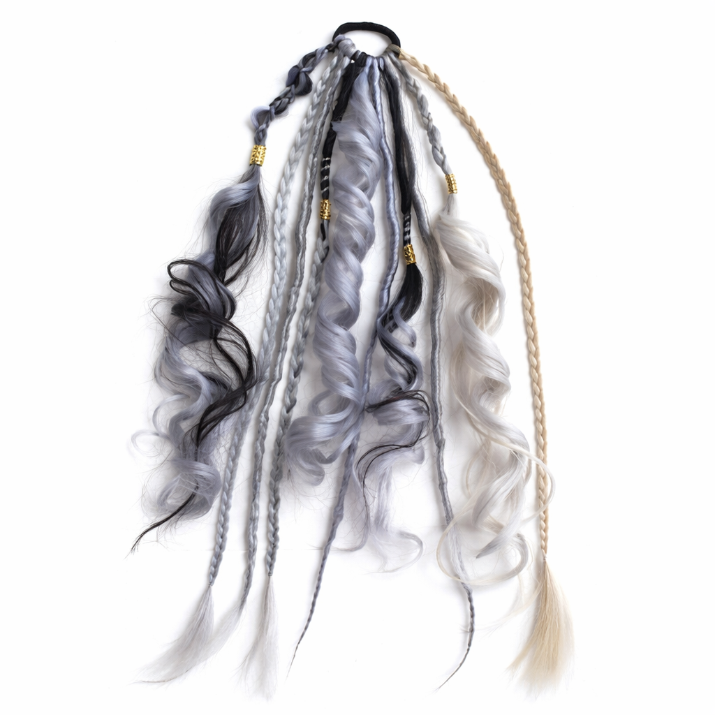 Boho-Haarverlängerung mit Perlen und Muscheln für den Pferdeschwanz – zum Umwickeln